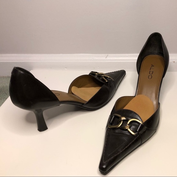 ALDO point toe leather kitten heels size 8 - Picture 3 of 6